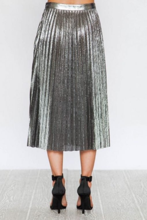 Pleated Foil Midi Skirt - Image 5