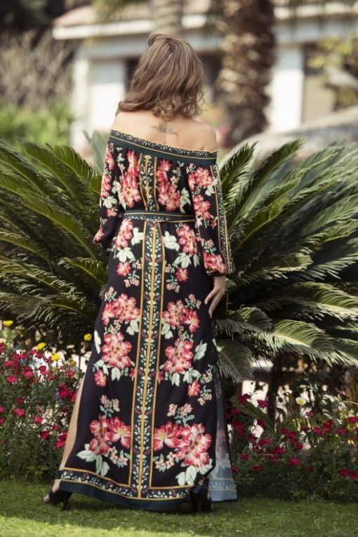 FLORAL PRINT OFF-THE-SHOULDER MAXI DRESS WITH WAIST TIE - Image 3