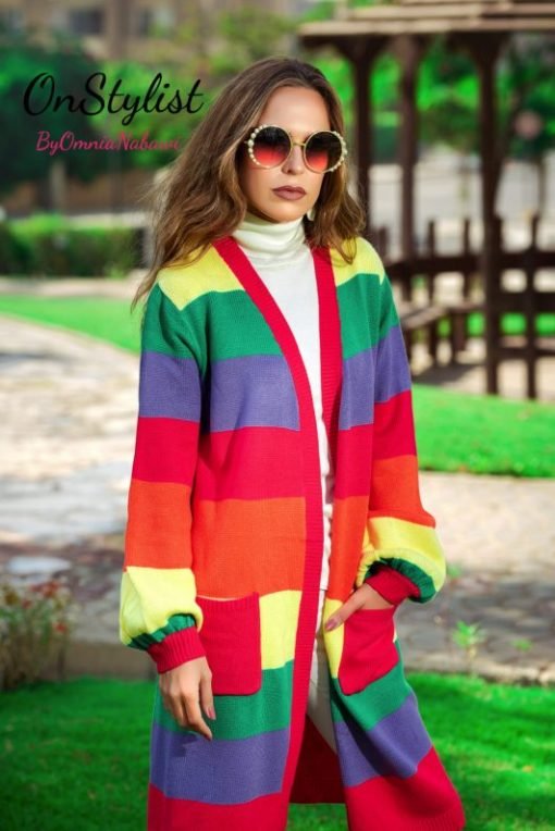 Rainbow Colors Sweater Cardigan