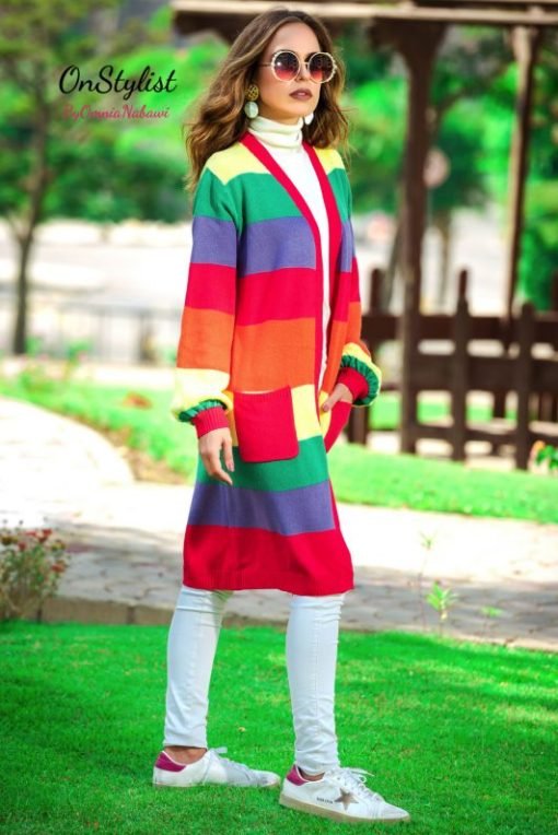 Rainbow Colors Sweater Cardigan - Image 4