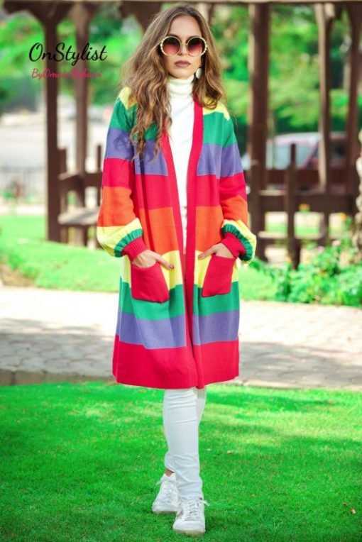 Rainbow Colors Sweater Cardigan - Image 3