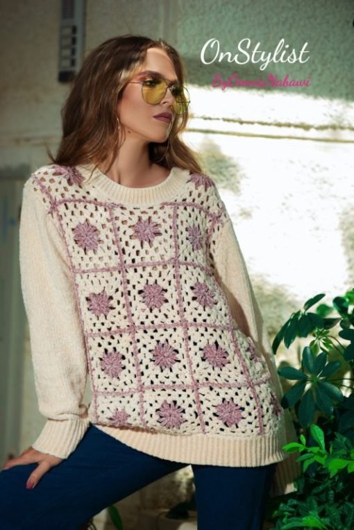 Velvet Croshet Quilted Sweater Top - Image 2