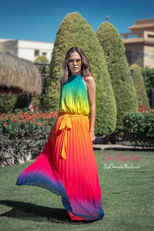 Halter Neck Rainbow Dress - Image 4