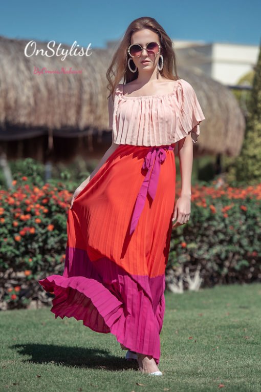 Ruffle Pleated Maxi Dress