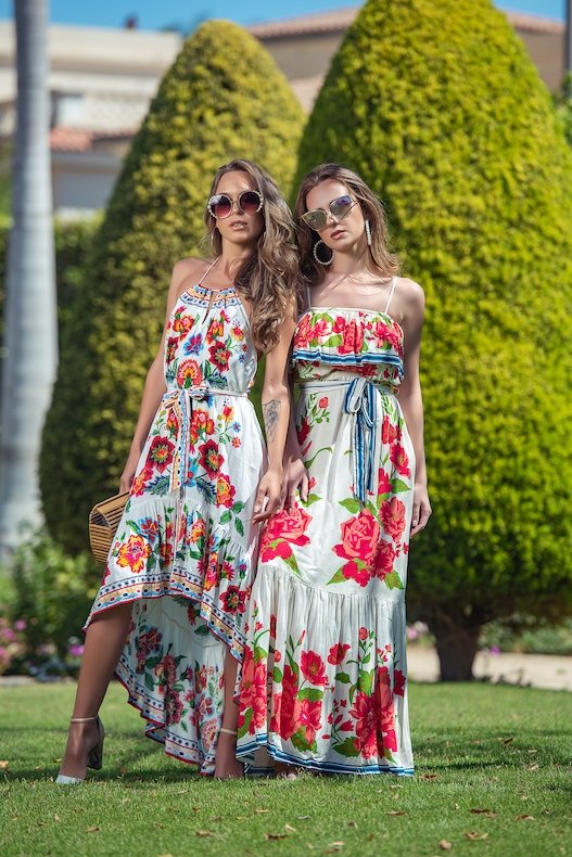 Red Floral Strap Maxi Dress - Modest Fashion Women Wear