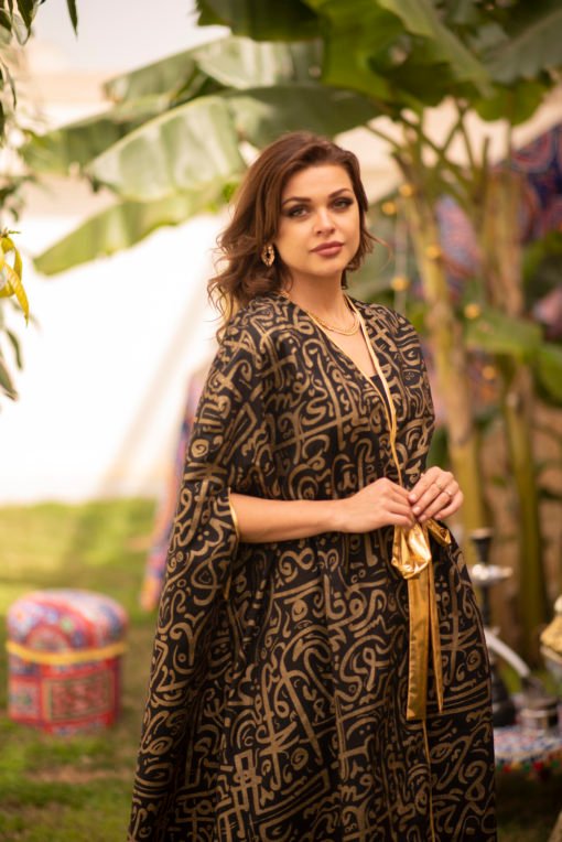 Arabic Black Belted Kaftan