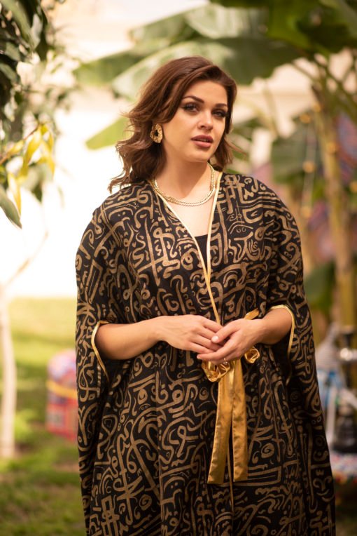 Arabic Black Belted Kaftan - Image 5