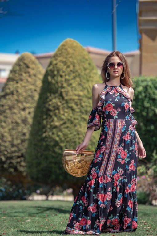 Black Cut-Out Shoulder Maxi Dress - Image 2