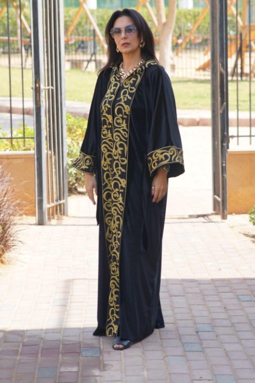 Black Velvet Hoodie Kaftan - Image 3