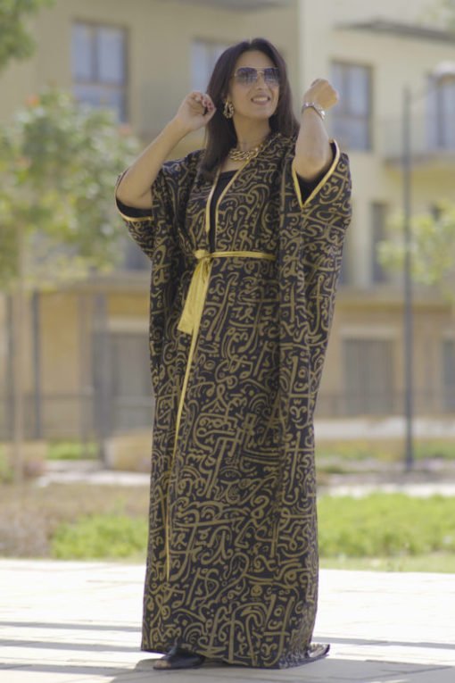 Arabic Black Belted Kaftan - Image 8