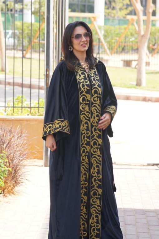 Black Velvet Hoodie Kaftan - Image 9