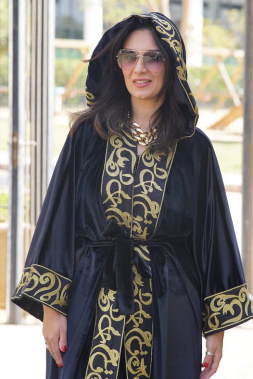 Black Velvet Hoodie Kaftan