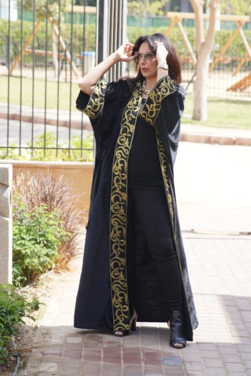 Black Velvet Hoodie Kaftan - Image 2