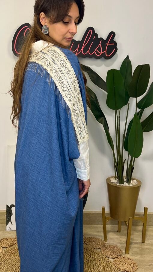 Denim Kaftan Embriodered  On Shoulder - Image 3