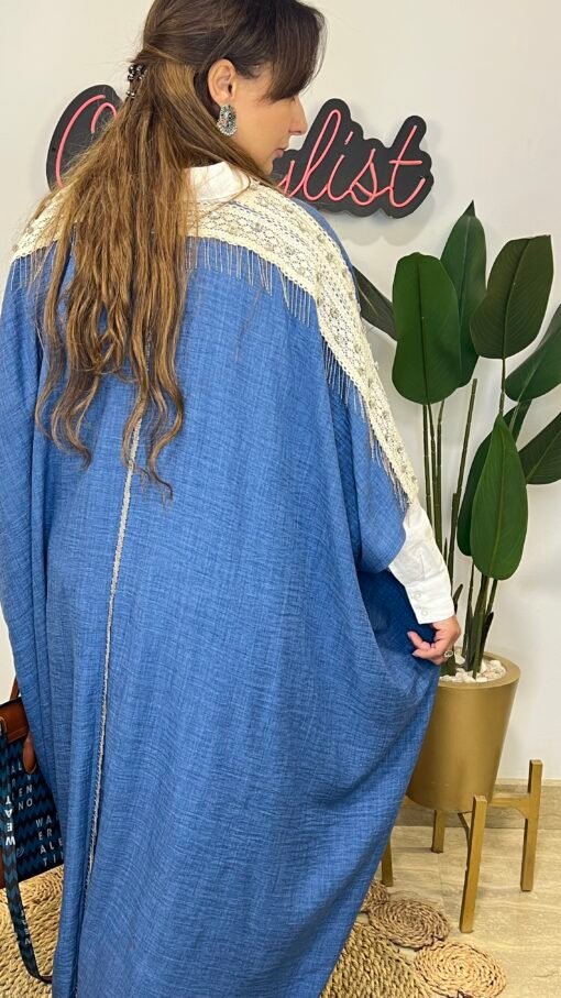 Denim Kaftan Embriodered  On Shoulder - Image 4