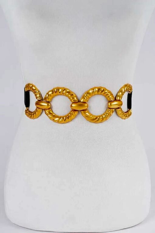 Elastic Waist Belt With Gold Accessories